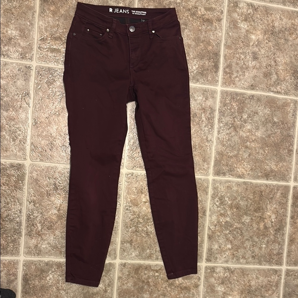 R Jeans Burgundy Skinny Pants